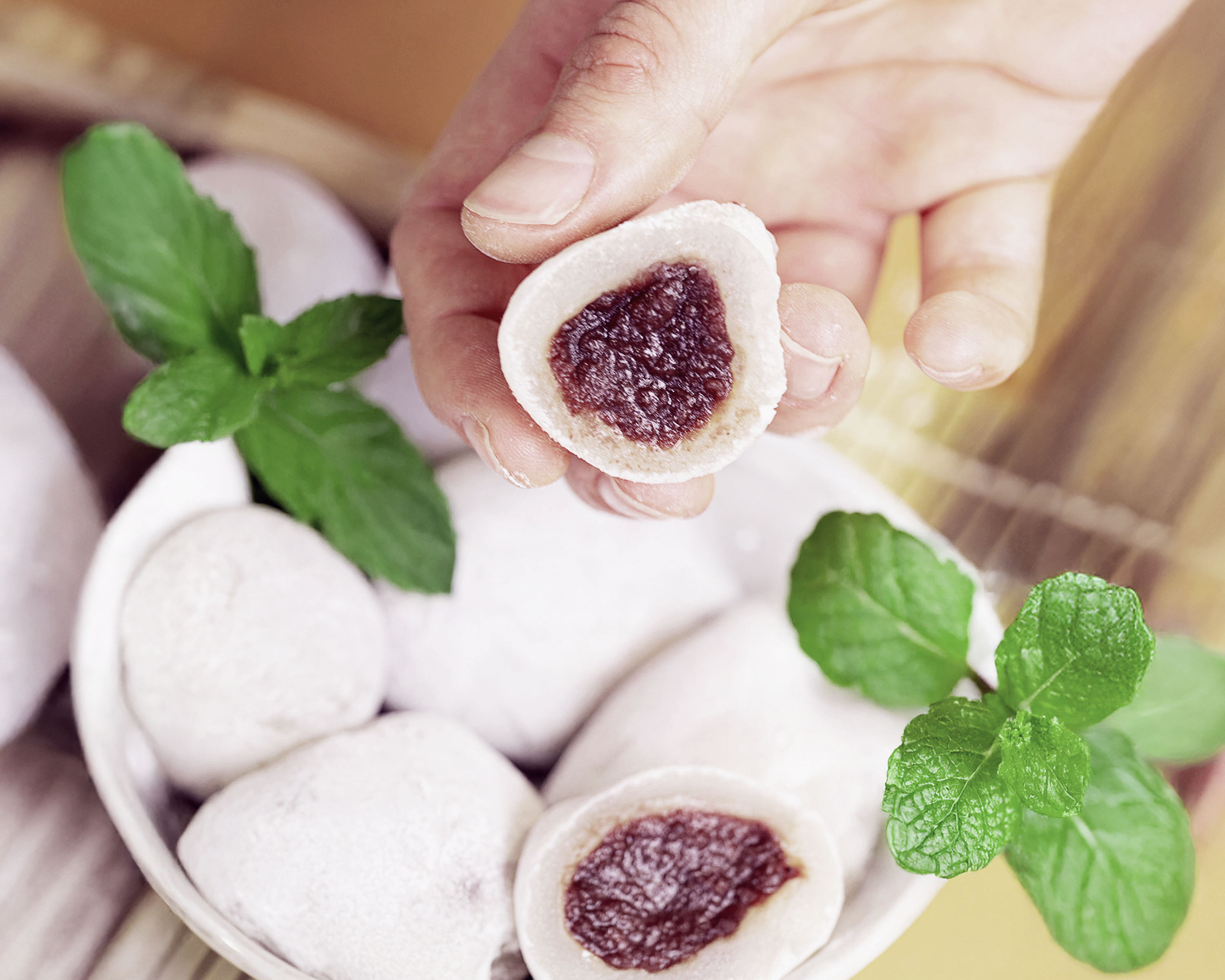 Mochis à l'anko (crème de haricots rouges) Mochis à l'anko (crème de haricots rouges)